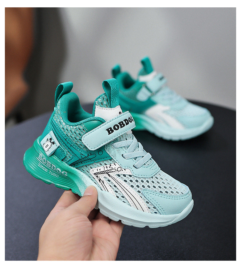 Babu bean children's shoes boys sneaker summer 2025 new hollow single mesh breathable mesh shoes big children's shoes