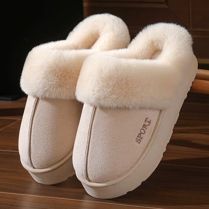 Couple's Cotton Slippers for Women, Thick-Soled, Warm, Non-Slip Home Slippers for Men, Autumn and Winter Indoor Non-Slip Soft-Soled Maternity Shoes