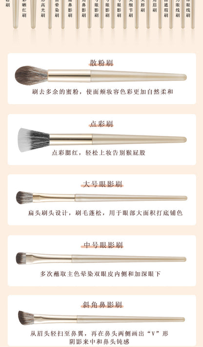 Source Manufacturer Makeup Brush Cangzhou 15 Pieces Gilt Eye Brush Blade Eyebrow Brush
