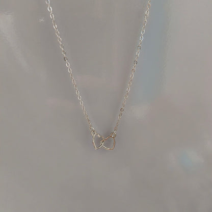 Japanese and Korean Style Ins Cold Style Metal Alloy Peach Heart Double Heart Necklace Women's Ring-Link Small Love Necklace
