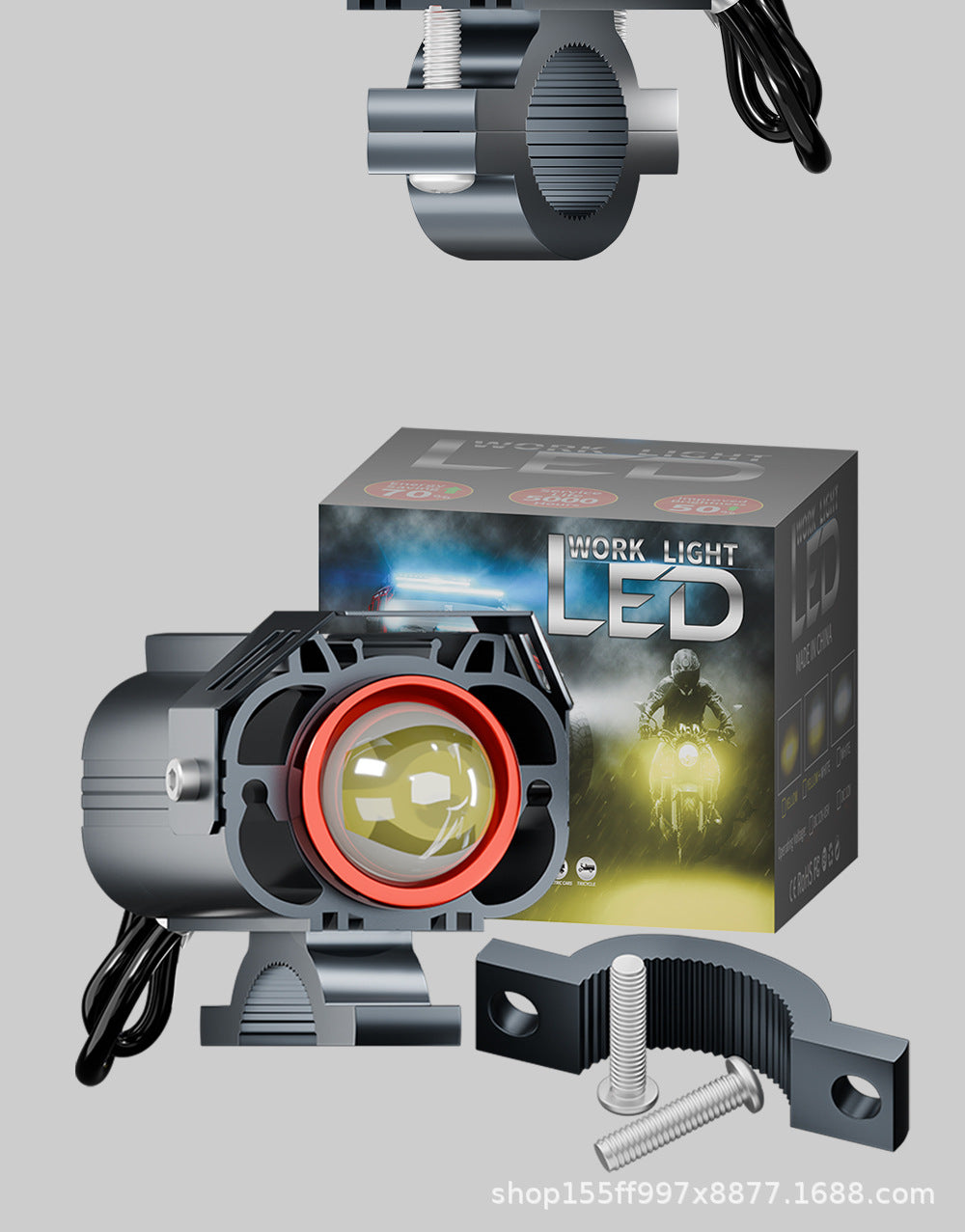 Cross-Border Motorcycle Led White and Yellow Double Low Beam Big Face Cat External Electric Vehicle Spotlight Headlight Modification