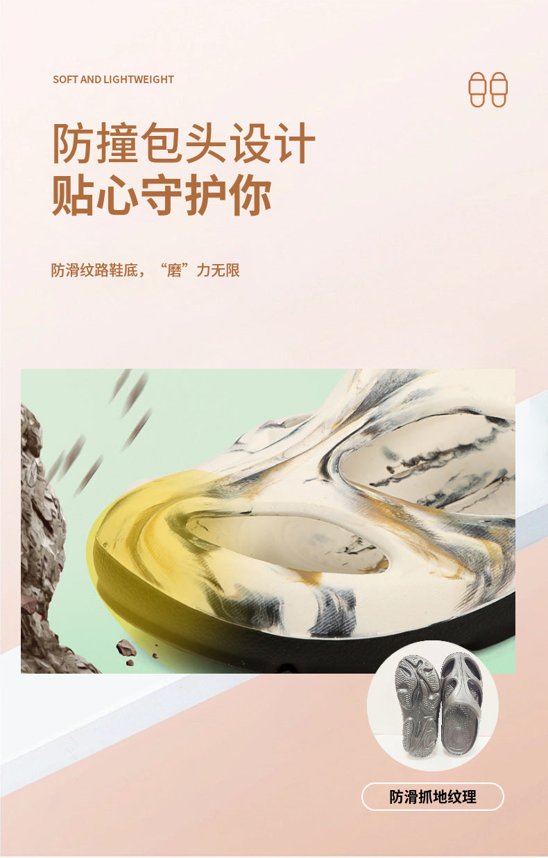 Cross-Border Outdoor Thick-Soled Sandals, Hollow Eva Shaped Water Sandals, Non-Slip Clogs, Men's and Women's Beach Sandals, Slippers