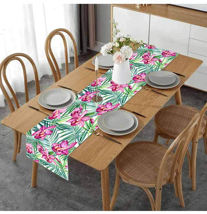Cross-border New Orchid Table Flag Amazon Digital Printing Home Fabric Decorative Tablecloth Linen Tablecloth Cushion Tea Flag