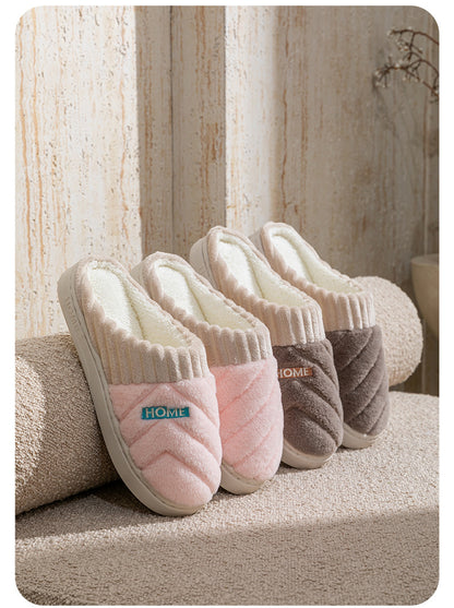 Cotton Slippers for Women in Autumn and Winter Indoor Thick-Soled Non-Slip Couples' Home Use Comfortable and Warm Plush Slippers for Men