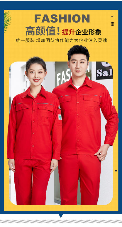 Pure cotton summer anti-static card pocket work clothes gas station filling station thin gas petrochemical long sleeve labor protection clothing