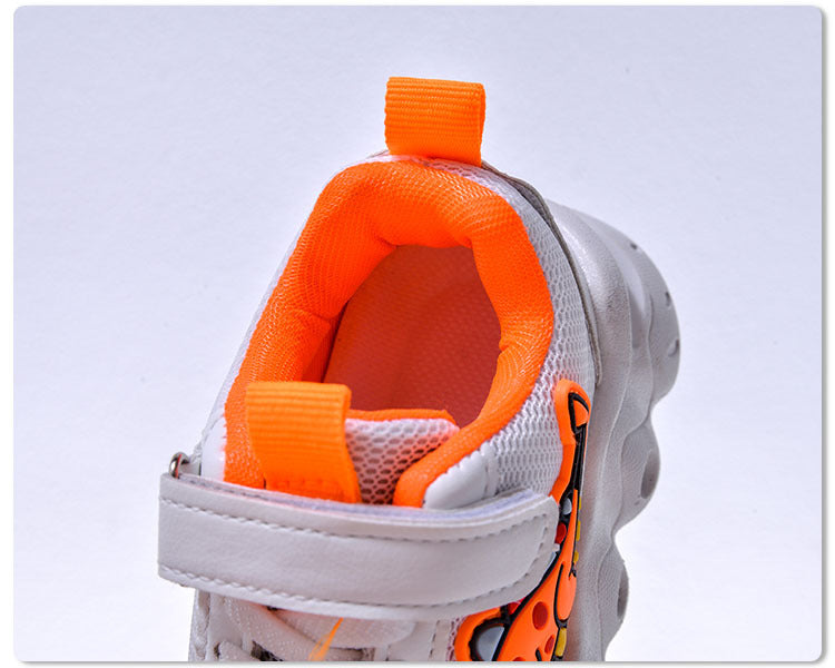 Spring New Style Dinosaur Led Light Sneakers for Boys and Girls Spring & Fall New Mesh Breathable Casual Light Shoes for Children and Middle-Aged Children