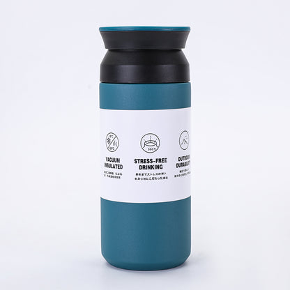 New Japanese Element Cup Flat Lid Simple Accompanying Water Cup Portable 304 Stainless Steel Double Layer Vacuum Thermos Cup