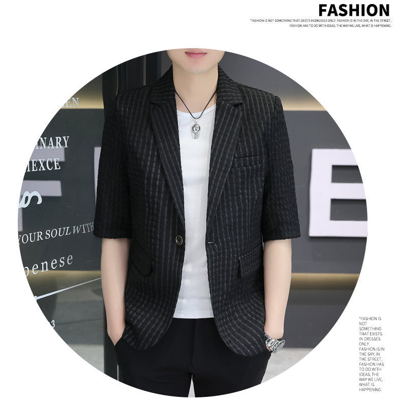 Summer half sleeve thin suit Korean style men's half sleeve fashionable fashionable jacket slim fit trendy summer small suit