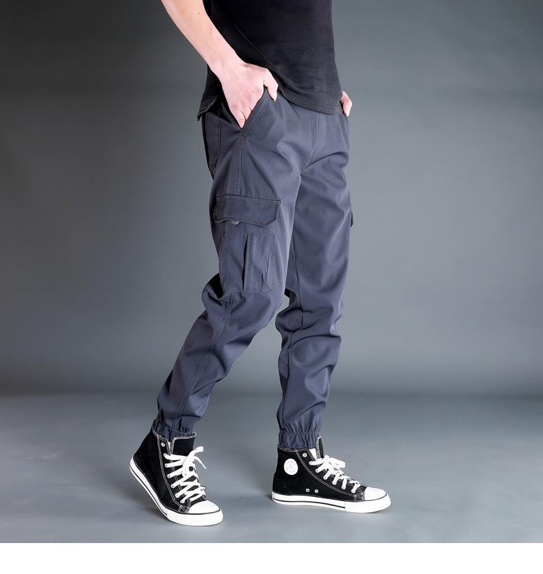 Ice Silk Crock Pants Men's Leg-tipped Summer Thin Casual Pants Loose plus size Quick-drying Pants Fashion Brand Sports Pants