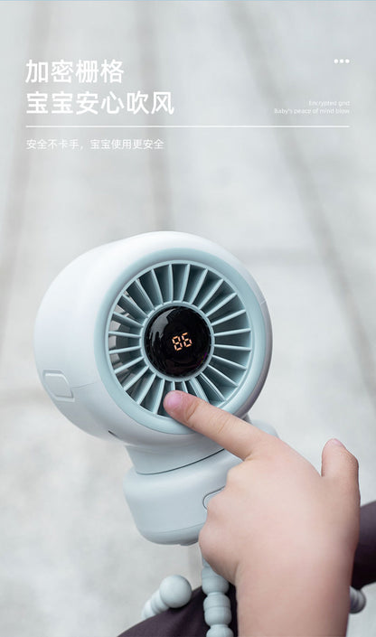 Cross-border stroller octopus mini fan outdoor silent large air volume shaking head can be handheld USB charging