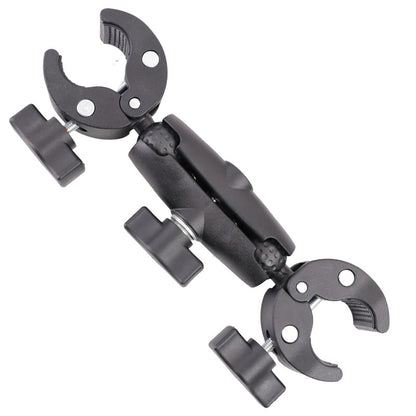Action Camera Handlebar Bracket, Cycling Navigation Double-Head Clamp Bracket, Universal Ball Head Motorcycle Mobile Phone Holder