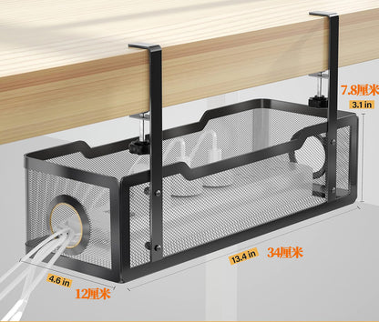 Cross-border desk under cable and wire management tray rack under counter finishing rack row storage rack socket organizer