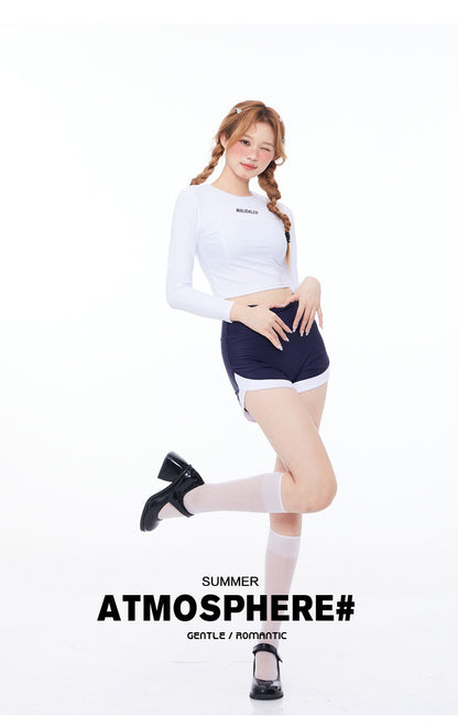 One-Piece Drop-Shipping Japanese and Korean Style Long-Sleeve Swimwear for Women, Two-Piece Conservative Sun-Protective Sports Swimsuit, Fresh Style for Students, Wholesale Swimwear