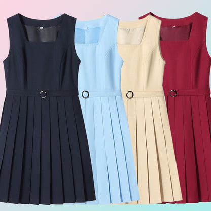 Original Spring and Summer Vest Dress Suit British College Dress Sleeveless Student Class Uniform School Uniform Work Clothing Versatile Women's Skirt