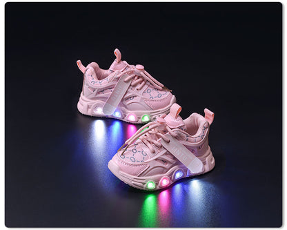 Spring and Autumn New Style Luminous Men's Sports Shoes with Lights, Cloth Women's Casual Shoes, Children's Led Lighted Toddler Shoes in Stock