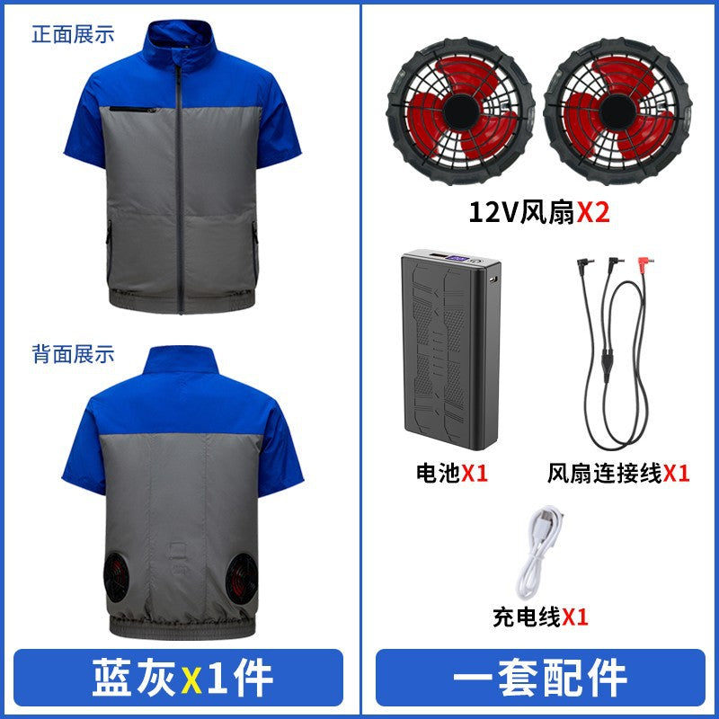 Cross-border New Smart Air-conditioning Clothing Jacket Clothes with Fan Outdoor Work Uniform Labor Protection Duty Fan Clothing