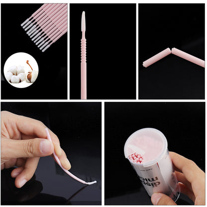 New wholesale long head cotton swab eyelash tattoo nail cleaning cotton swab eyelash disposable long thread cotton swab
