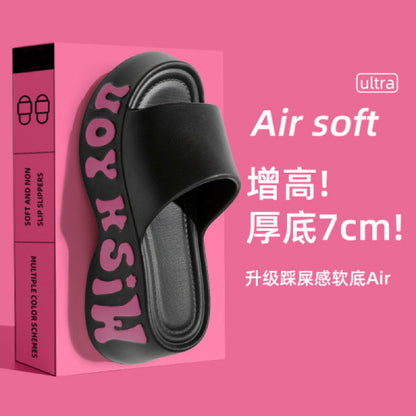 New High-Heeled Thick-Soled Slippers for Women, Summer Home Indoor Slippers, Non-Slip Fashionable Height-Increasing Slippers for Outdoor Wear