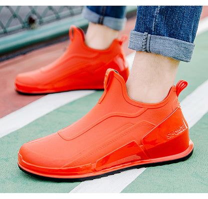 Cross-border Explosions Fashion Rain Boots Men's Non-slip Rubber Shoes Thick Sole Wear-resistant Outer Wear Rain Boots Non-slip Kitchen Water Shoes Men