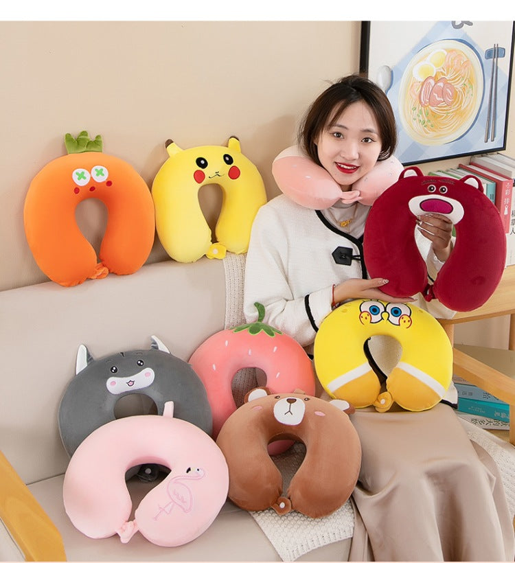 Neck Pillow Travel Memory Foam U-shaped Pillow Cartoon Gift Sponge Sleeping Neck Pillow Embroidery Slow Rebound Nap Pillow