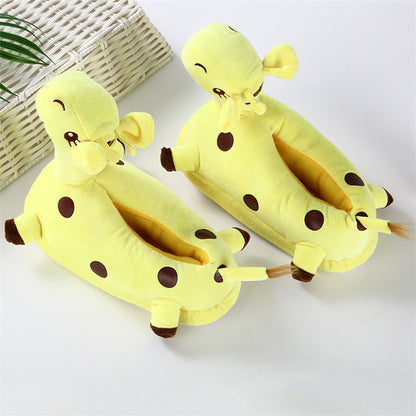 Creative Hobbit Stuffed Cotton Slippers Men's Large Size Home Daily Gift Baotou Thick Sole New Warm Shoes