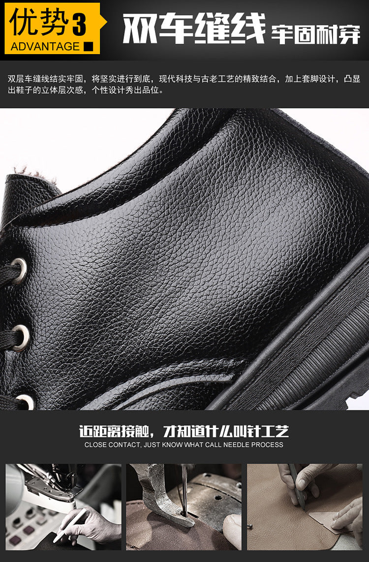 Popular men's cotton shoes genuine leather cotton boots pilot quick-heating shoes fleece-lined warm cotton leather shoes wool warm snow boots