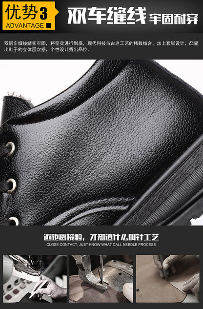 Popular men's cotton shoes genuine leather cotton boots pilot quick-heating shoes fleece-lined warm cotton leather shoes wool warm snow boots
