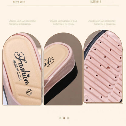 Newly Launched Women's High-Heeled Trendy Slippers, Non-Slip, Wear-Resistant, Casual, Versatile, Comfortable, Soft High-Heeled Slippers for Women