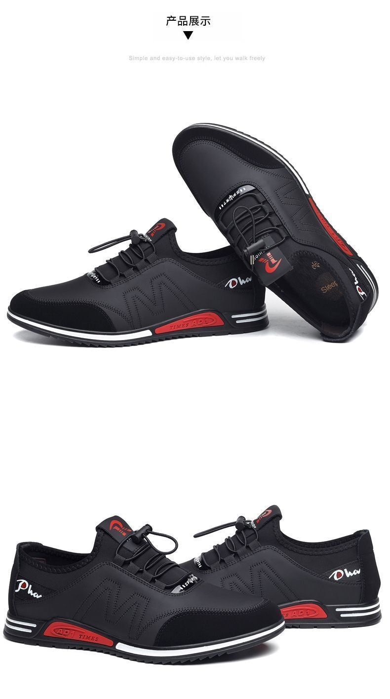 Cowhide New Men's Sports and Casual Shoes with Increased Height, Versatile Youth Trendy Shoes, Soft Leather, Soft Sole, Breathable Leather Shoes for Men
