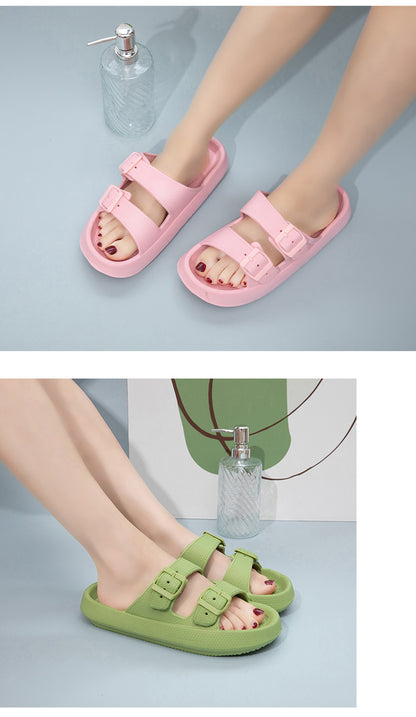 Foreign Trade Double Buckle Cool EVA Slippers Lovers Women's Beach Slippers Classic Men's Slippers