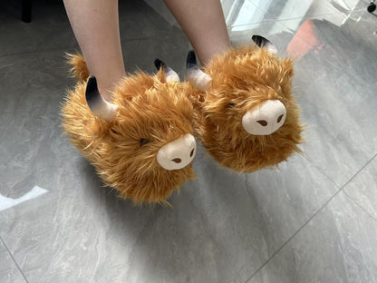 Imitation Yak Cotton Slippers Autumn and Winter Home Floor Stupid Cow Platform Cotton Shoes Cute Outer Wear Comfortable Slippers for Women