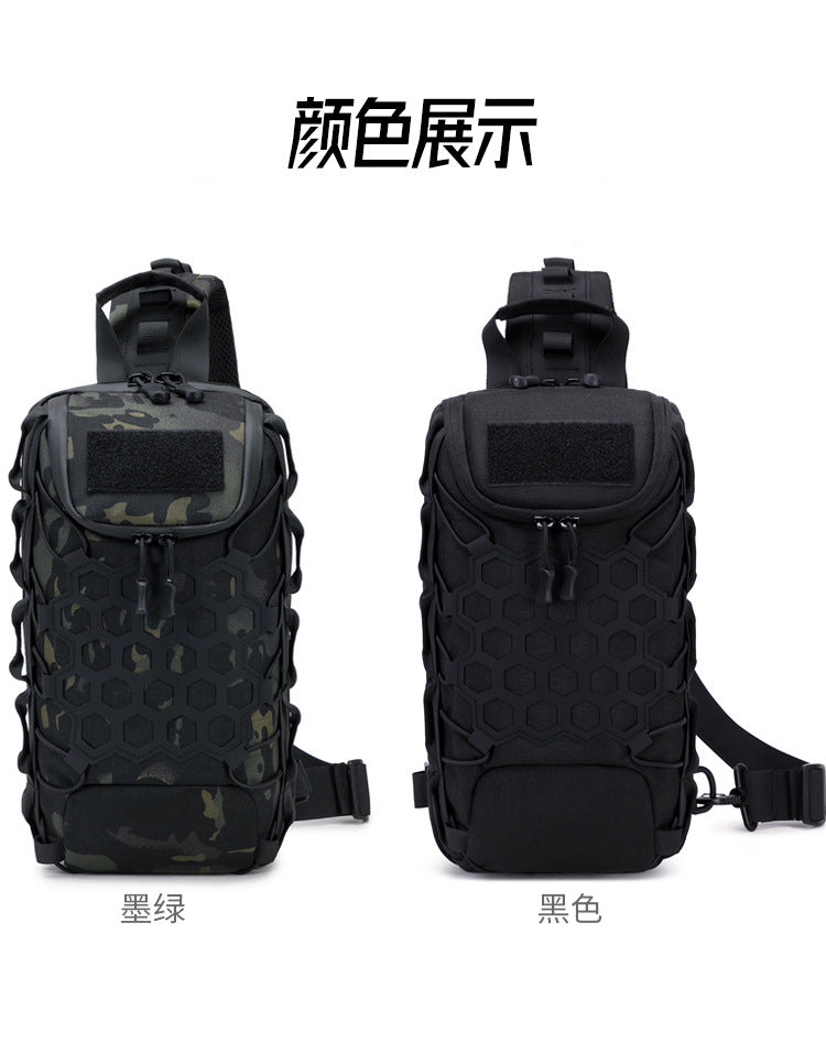 Men's Tactical Chest Bag, Crossbody Bag, Functional Outdoor Travel Lightweight Camouflage Shoulder Bag, Multi-Functional Lure Backpack