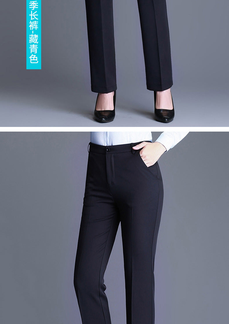 Trousers Women's Black Work Professional Straight-Leg Women's Pants High Waist Work Dress Pants Slim Look Suit Pants Draped Pants