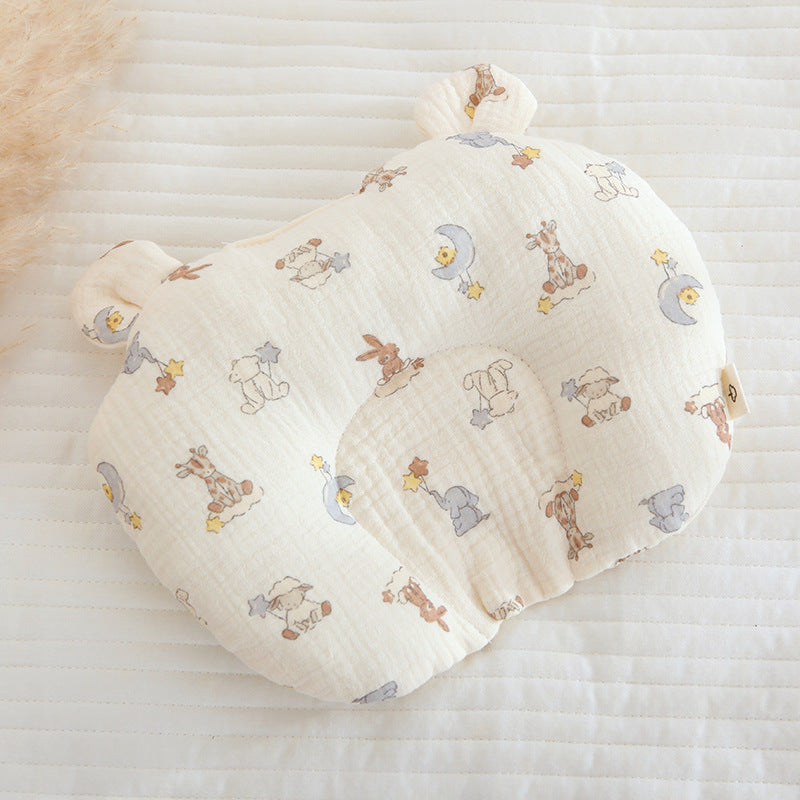 Class A cotton baby gauze baby anti-deflection head shaped pillow sweat-absorbing breathable Four Seasons suitable for newborn comfort pillow