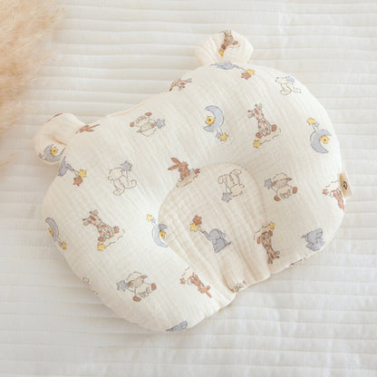 Class A cotton baby gauze baby anti-deflection head shaped pillow sweat-absorbing breathable Four Seasons suitable for newborn comfort pillow