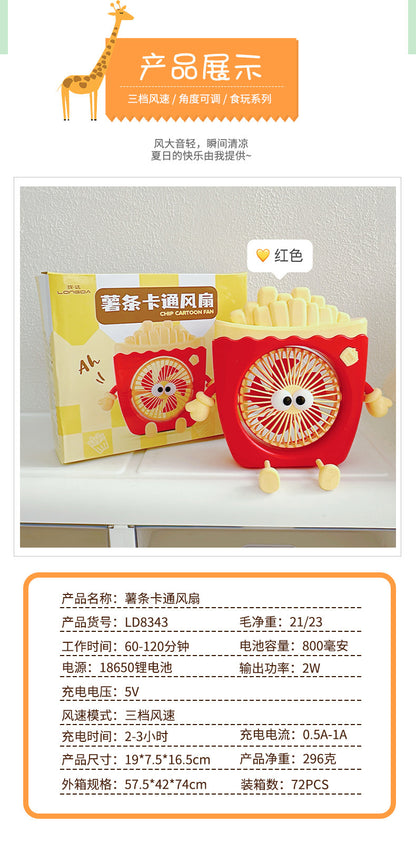 Food Toy Series Cartoon Electric Fan Summer Small Dormitory Fan USB Mini Fan Portable Handheld Fan