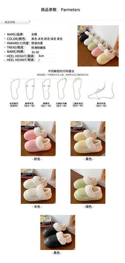 Women's Winter Cotton Slippers with a Stepping-On-Clouds Feel, Trendy Casual Closed-Toe Indoor Waterproof Warm Thick-Soled Cotton Slippers for Women