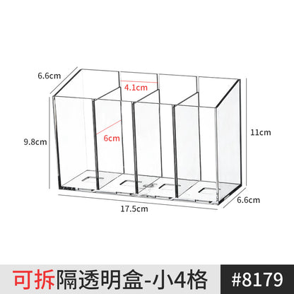 [Multiple Specifications] Transparent Square Storage Tube Detachable Cosmetics Organizer Box Cosmetics Storage Rack Mi Mu