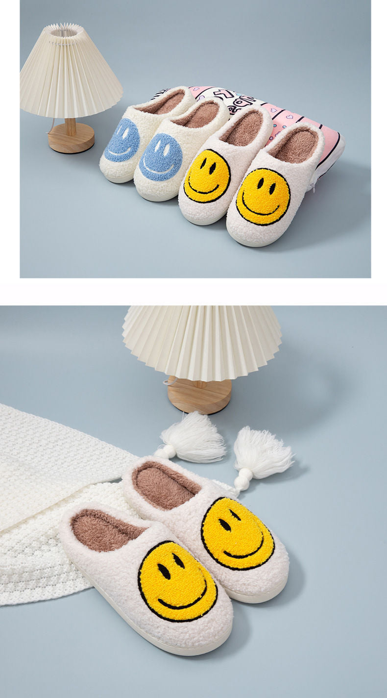New Cross-Border Winter Smiling Face Cotton Slippers for Children Wholesale Home Couple Indoor Warm Slippers Winter Women