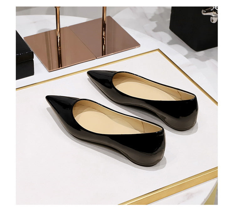 Patent Leather Women Flats Lady Sexy Evening Party Slip On Flat Shoes Women Sharp Pointed Low Heel Shoes Leisure Female Shoes
