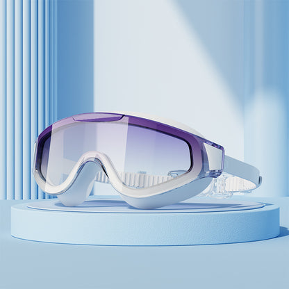 Factory wholesale large frame adult gradient plating swimming goggles waterproof anti-fog HD large field of view swimming goggles unisex