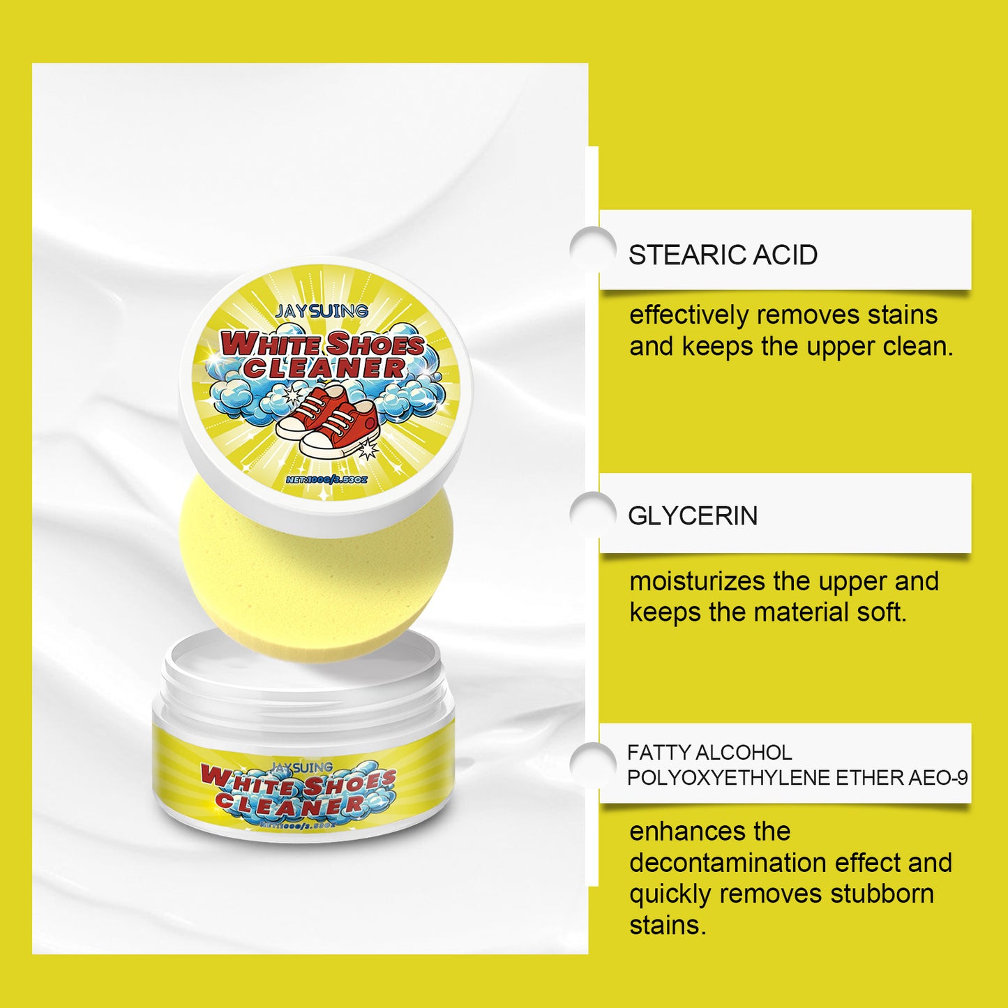 Jaysuing Shoe Cleaning Paste Gentle Cleansing, Removes Dirt, Prevents Dust, Renews Shoes, Universal Cleaning Paste