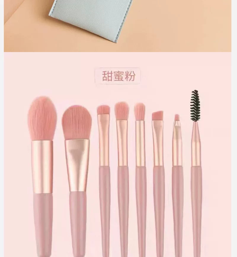 Morandi 8-Piece Beginner Makeup Brush Set Beauty Tools Portable Brushes for Beginners Eyeshadow Brush Loose Powder Setting Brush