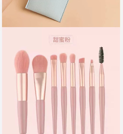 Morandi 8-Piece Beginner Makeup Brush Set Beauty Tools Portable Brushes for Beginners Eyeshadow Brush Loose Powder Setting Brush