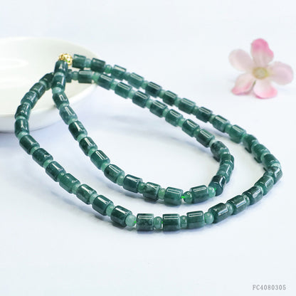 Guan Yu Natural Jade Bead Chain A-Grade Jadeite Blue Water Bucket Bead Necklace Hanging Chain Live Wholesale Dropshipping S4080305