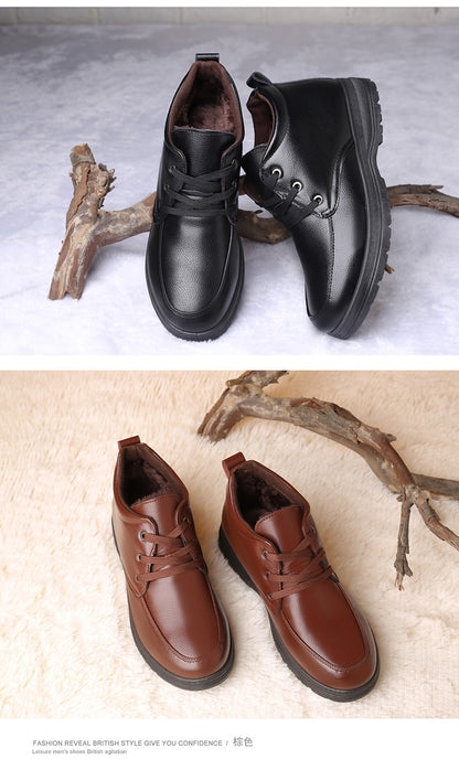 Popular men's cotton shoes genuine leather cotton boots pilot quick-heating shoes fleece-lined warm cotton leather shoes wool warm snow boots