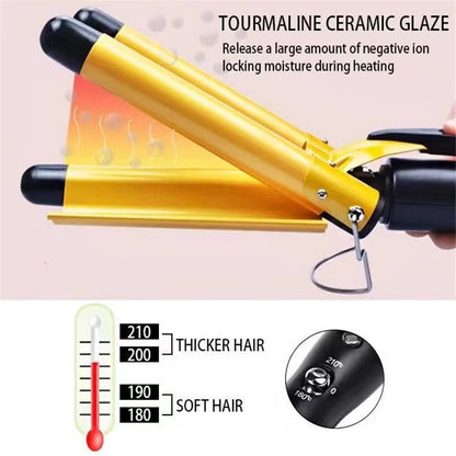 Hot sale three-tube curling iron three-rod curling iron water ripple hairdressing stick egg roll electric splint iron big wave