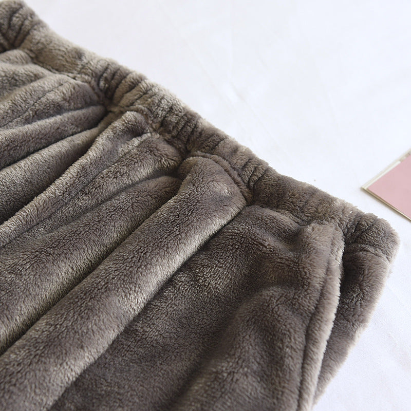 Flannel Women's Pajama Pants Fall/Winter Men's Loose Warm Simple New Couple's Home Pants Pants Winter One-Piece Hair