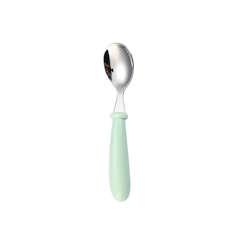 Children's 304 stainless steel fork spoon suit baby complementary food training eating spoon portable feeding tableware spoon