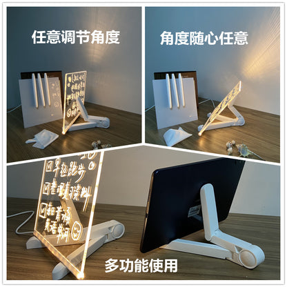 Children's Transparent Luminous Large Writing Board Household Erasable Small Whiteboard Acrylic Stand Message Board Cartoon with Light